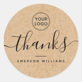 Custom Logo Kraft Papier elegant aussehen Danke Runder Aufkleber