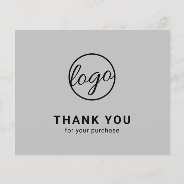 Custom Logo Light Gray Budget Thank You Card (Vorderseite)