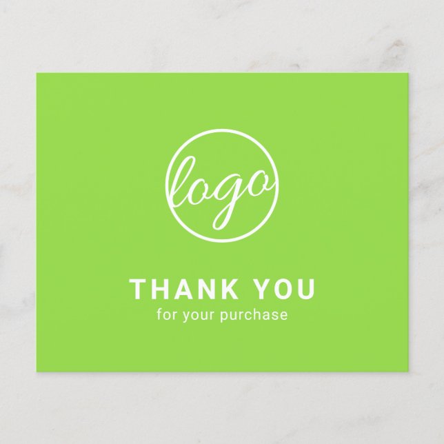 Custom Logo Lime Green Budget Thank You Card (Vorderseite)
