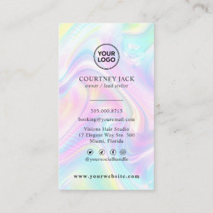  Custom Logo Luxus Holographic Pastel Rainbow Visitenkarte