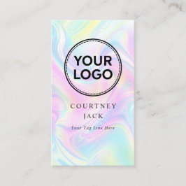 Custom Logo Luxus Holographic Pastel Rainbow Visitenkarte