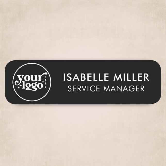 Custom Logo Magnetic Or Safety Pin Black Small Namensschild (Custom Logo Magnetic Or Safety Pin Beige Small Name Tag)