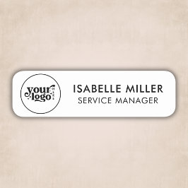 Custom Logo Magnetic Or Safety Pin White Small Namensschild