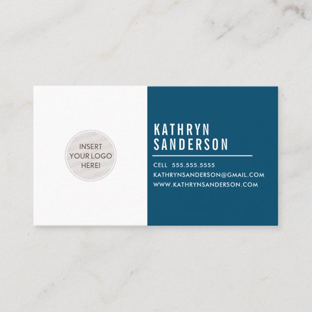 CUSTOM LOGO modern minimal dunkelblau Visitenkarte (Vorderseite)