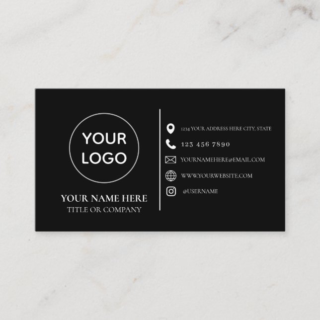 Custom logo modern minimalist social media icons b visitenkarte (Vorderseite)