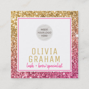 CUSTOM LOGO Moderner glamouröser, schicker Glitzer Quadratische Visitenkarte