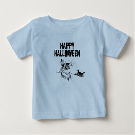 Custom Logo | Name, Flying Witch and a Black Cat Baby T-shirt