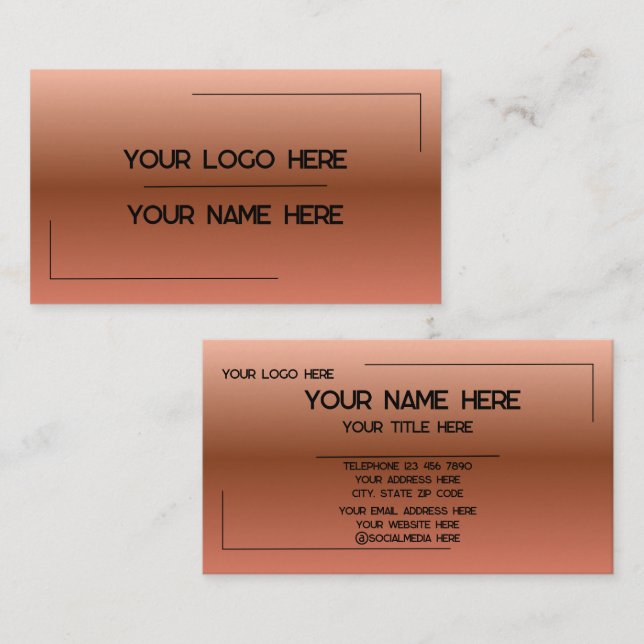 Custom Logo Name Minimalist Modern Professional Visitenkarte (Vorne/Hinten)