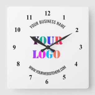 Custom Logo Name Website Promotional Personalized  Quadratische Wanduhr