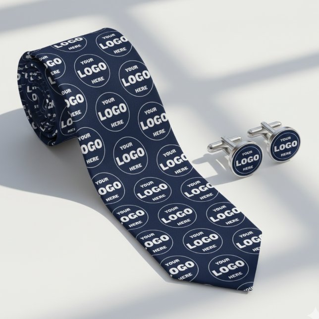 Custom Logo Navy Blue Tie - Professional Branded  Krawatte (Custom Logo Navy Blue Tie - Professional Branded Neck Tie)