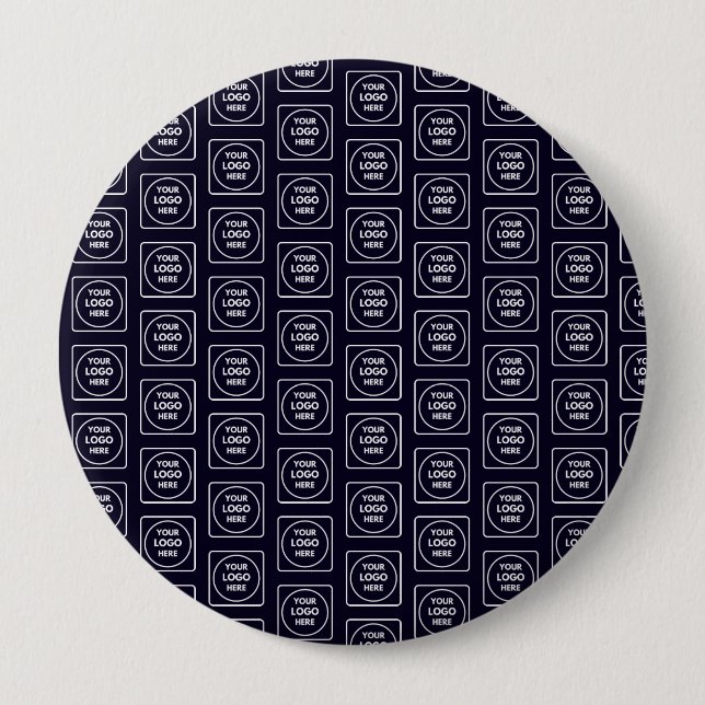 Custom Logo or Image Repeating Navy Blue Design Button (Vorderseite)
