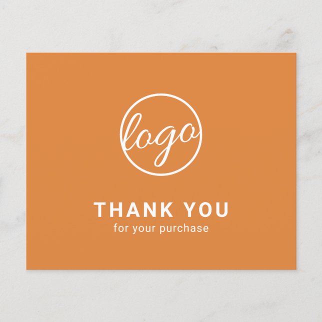 Custom Logo Orange Budget Thank You Card (Vorderseite)