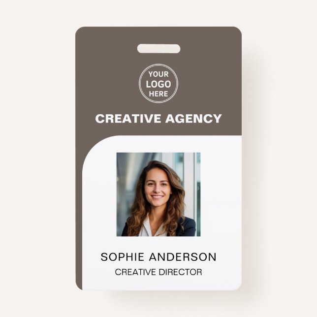 Custom Logo Photo Bar Code Employee Staff Name Ausweis (Vorderseite)