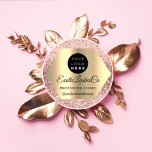 Custom Logo Pink Gold Name Instagra Social Rose Runder Aufkleber