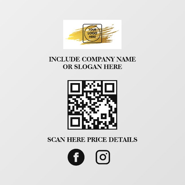 Custom Logo QR Code Business Window Sign Menu Fensteraufkleber (Blatt)
