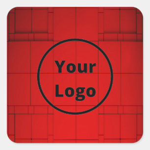 Custom logo red abstract architecture steps quadratischer aufkleber