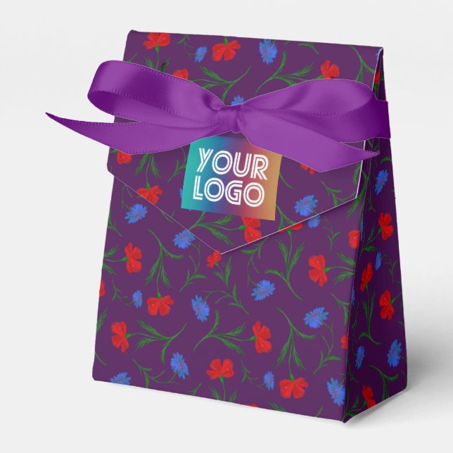 Custom Logo Red Blue Eggplant Blütenblätter Elegan Geschenkschachtel (Vorderseite)