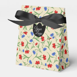 Custom Logo Red Blue Taupe Blumenmuster Elegant Geschenkschachtel