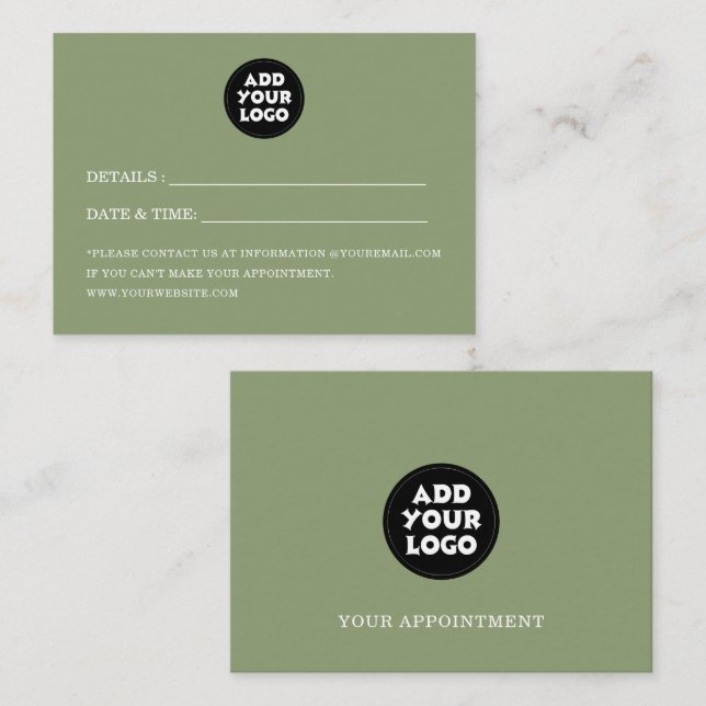 Custom logo Simple Modern Business Terminkarte (Vorne/Hinten)