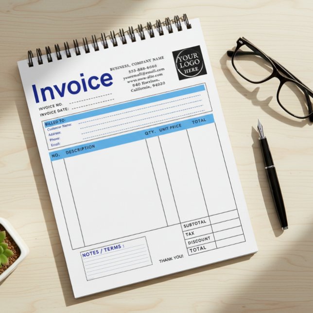 Custom Logo Small Business Invoice Sales Receipt B Notizblock (Von Creator hochgeladen)