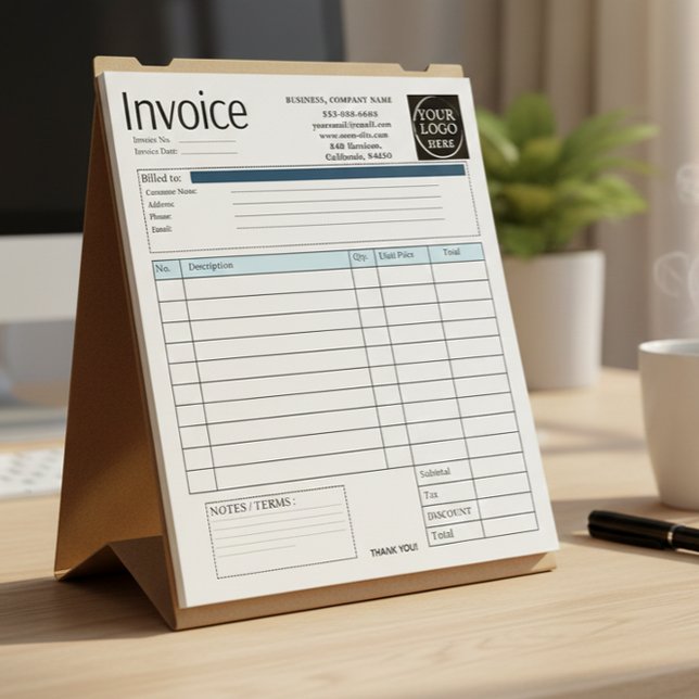 Custom Logo Small Business Invoice Sales Receipt O Notizblock (Von Creator hochgeladen)