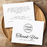 Custom Logo Social Media elegante Dankeschön Karte<br><div class="desc">Elegante Business Dankeschön Karte mit individuellem Logo oder anderem Bild auf der Vorderseite und individueller Text,  Firmenkontaktinformationen und Social Media Icons auf der Rückseite. Sie können die Hintergrundfarbe,  die Schriftart und die Schriftart-Farben mit dem Designwerkzeug ändern</div>