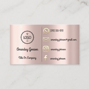 Custom Logo Social Media Gold QR Code Rose Gold Visitenkarte