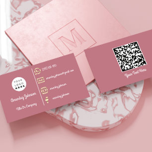  Custom Logo Social Media Gold QR Code Rose  Visitenkarte