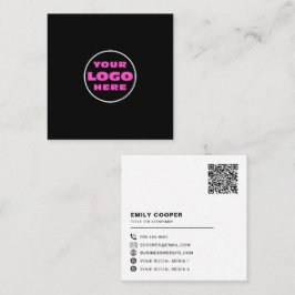 Custom Logo Social Media Icons QR Code schwarz Quadratische Visitenkarte