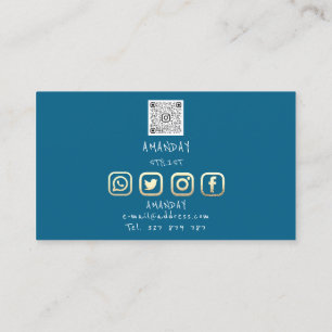 Custom Logo Social Media QR Code Gold Blue Insert Visitenkarte