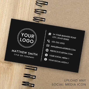 Custom logo website social media modern black visitenkarte