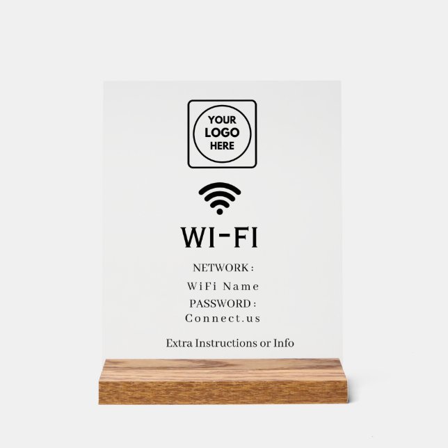 Custom Logo Wi-Fi Network Password Display Sign Acrylschild (Vorderseite)