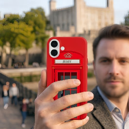 Custom London Red Phone Booth iPhone 16 Hülle