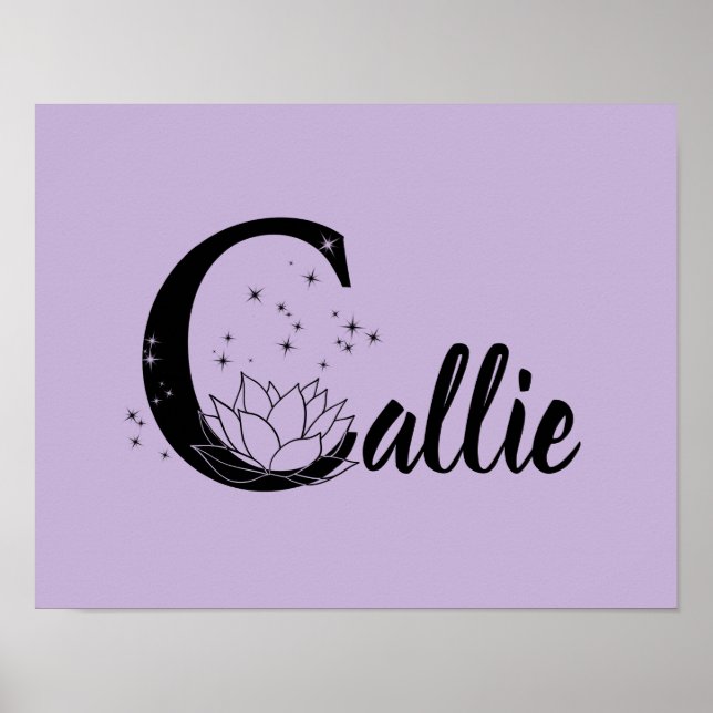 Custom Lotus Blume Monogram Letter C Kinderzimmer  Poster (Vorne)