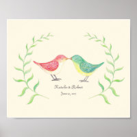 Custom Love Bird Art Poster Print Wedding Geschenk