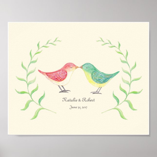 Custom Love Bird Art Poster Print Wedding Geschenk (Vorne)