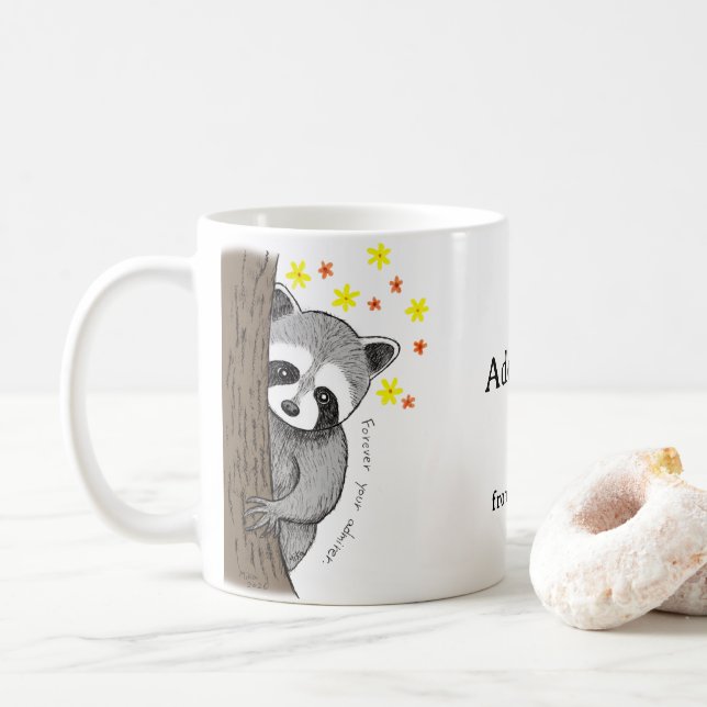 Custom Love Gift I secretly admire you Raccoon  Kaffeetasse (Mit Donut)