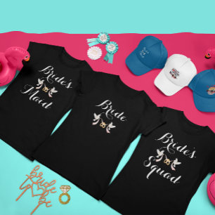 Custom Lovey Dovey Batchelorette Bride Squad T-Shirt
