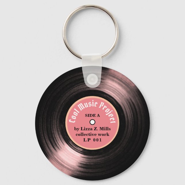 Custom LP Vinyl Record mit seinem Namen pink Schlüsselanhänger (Vorderseite)