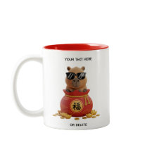 Custom Lunar Fortune Bag Capybara Red Two-Tone Mug