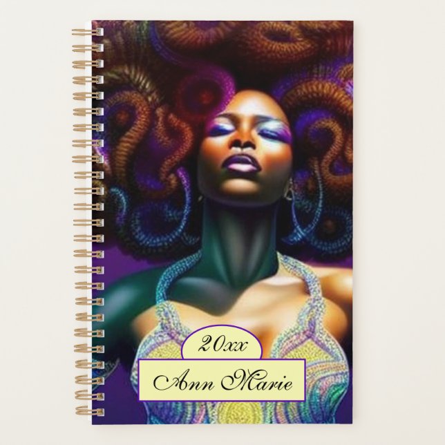 Custom Luxury Black Woman Planner Planer (Vorderseite)