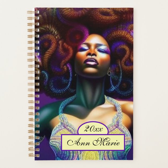 Custom Luxury Black Woman Planner Planer (Vorderseite)