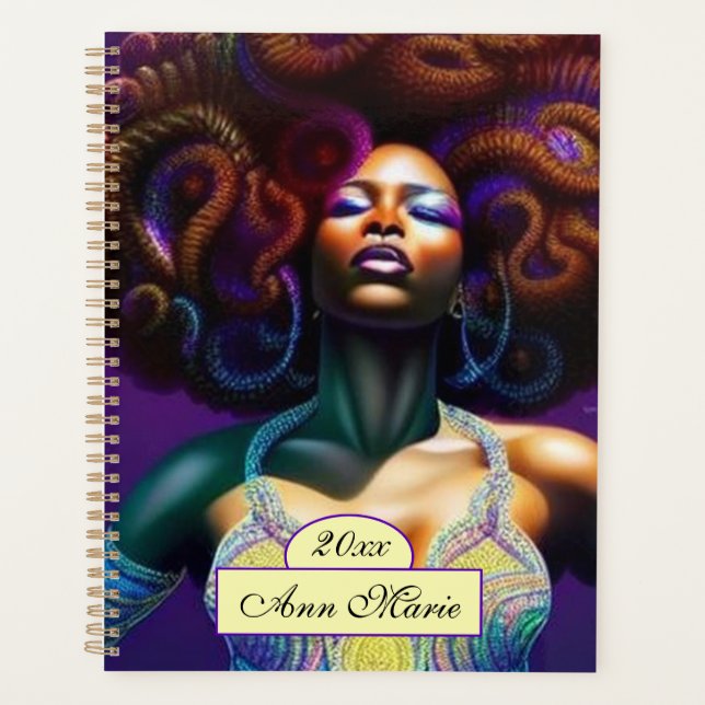 Custom Luxury Black Woman Planner Planer (Vorderseite)
