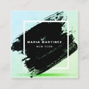 Custom Luxury Boutique Grunge Brush Paint Square B Quadratische Visitenkarte