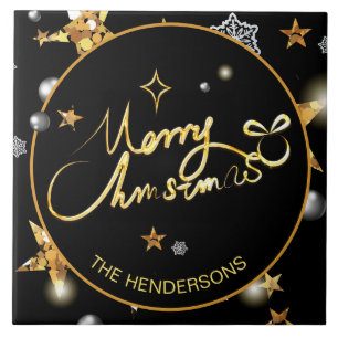 Custom Luxury Gold Black Metallic Stars Weihnachte Fliese