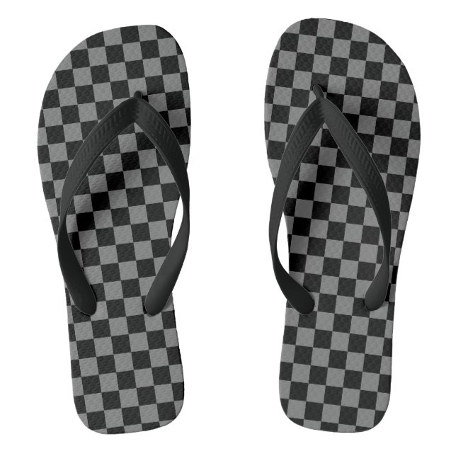 Custom Luxury Grau/Schwarz Checkered Flip Flops (Fußbett)