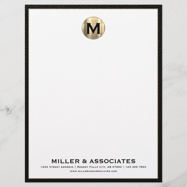 Custom Luxury Monogram Business Letterhead Briefbogen (Vorderseite)