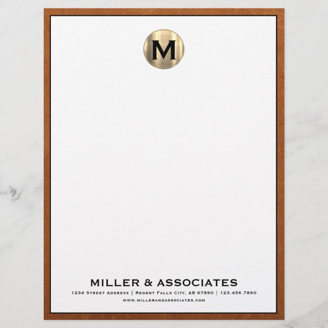 Custom Luxury Monogram Business Letterhead Briefbogen (Vorderseite)