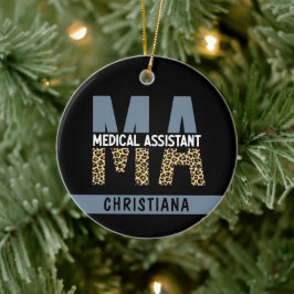 Custom MA Medical Assistant Leopard Print Keramik Ornament