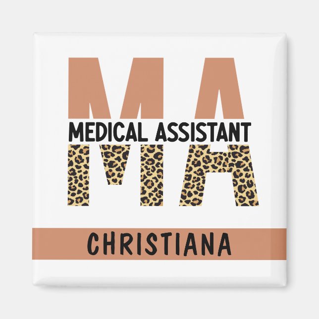Custom MA Medical Assistant Leopard Print Magnet (Vorne)